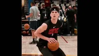 Tyler Herro warm up before 2023 NBA finals game 5