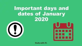 Important days & dates of January •2020