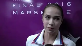 Alina Zagitova RUS Short Program Interview - Marseille 2016