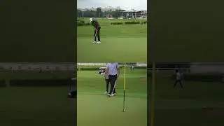 Local lad Aalaap I L sink the perfect putt on the 14th at the Mysuru Open 2024