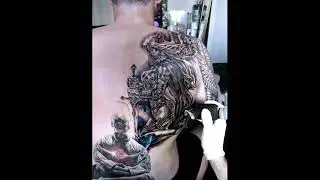 Прекрасный тату ангел на спине 👼 Angel warrior back tattoo | 