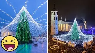 Unique Christmas Tree Illuminated By 50,000 Lightbulbs Opens Festive Season In Vilnius
