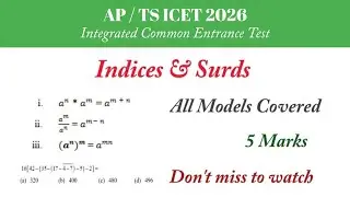 TS ICET 2024 || Indices & Surds || 5 Marks || Arithmetic Ability || All Models || Must Watch
