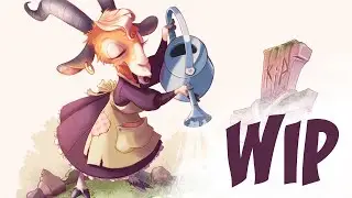 Goat and wolf. Time-lapse process (procreate)