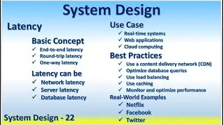 System Design 22 Latency End-to-end Round-trip One-way Network Server Database Best Practice UseCase