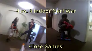 Indoor Nerf War - Jump Shooting & Ball Blasting 4 vs.4 (Game Face Trion w/Scar Gameplay)