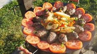 КЕБАБ С ОВОЩАМИ НА САДЖЕ