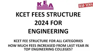 KCET FEES STRUCTURE 2024 |KCET Engineering Colleges Fee 2024|KCET Fees Structure For All Categories|