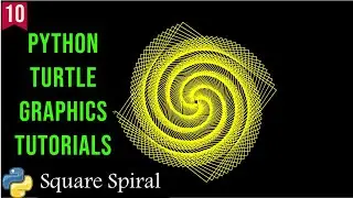 Square Spiral with Python Turtle| Python Turtle Graphics Tutorial#10 | Draw Designs in python turtle