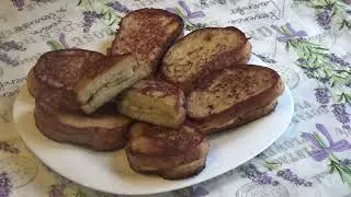 Готовим вместе с папой /Гренки с бананом, апельсиновым соком и корицей