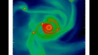 Planetary System Formation Simulation (200 AU View)