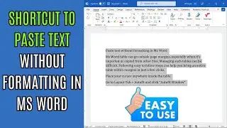 Shortcut to Paste without formatting in Ms Word (2024)