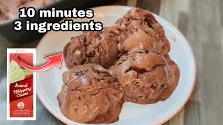 10 മിനുട്ട് കൊണ്ട് chocolate icecream ready/3 ingredients chocolate icecream/amul whipping cream