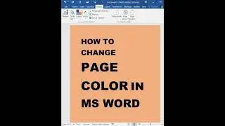 change page color in ms word I 
