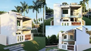 5 Marla Modern House Design | 28 Feet Front Architecture 2D Floor Planning with 3D Elevation Designs