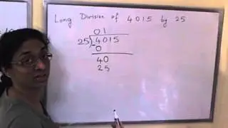 Long division of 4015 by 25