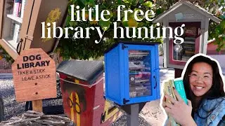 thrift books with me! 📖 little free library hunting 🎀☁️🍓