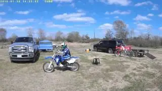 TTR-125. Eight year old rides 125 cc Yahama  by himself.
