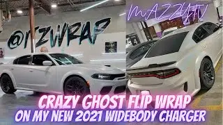 INSANE WRAP - 3M Satin Ghost Pearl Flip On My New 2021 Widebody Charger | MAZZYTV
