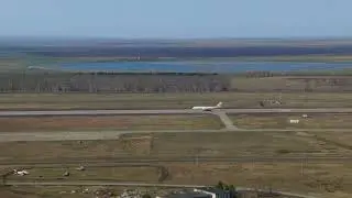Взлет самолета в Костанае с дрона