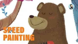 Speedpainting - Bear in the forest (Children's Book Illustration)