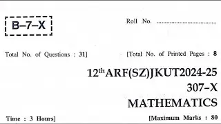 SOLVED MATHEMATICS Q PAPER JKBOSE CLASS 12TH A/R 2025 EXAM # JKBOSE 2025 EXAMINATION