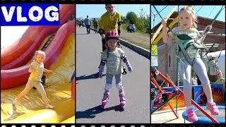 VLOG Первый раз на роликах/Гигантская надувная горка/Парк 300-летия СПб/Финский залив