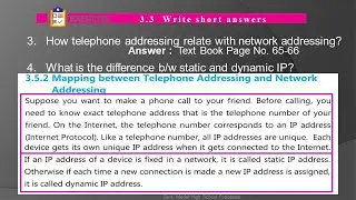 CS09 3.11 Ex # 3.3(3 & 4), Telephone addressing relate with network IP, Diff b/w Static & Dynamic IP