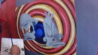 Painting Donald Duck and Daffy Duck in this psychedelic inspired art piece
