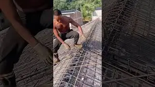 Slope roof steel bar bending process