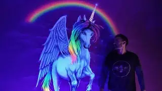 Unicorne - Black Light Mural Painting - by Antonipaints