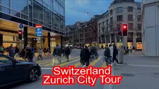 Walking in Zurich’s streets Switzerland 14.01.2023 City tour