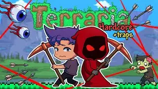 Terraria Hardcore Surviving the First Night with TONS of Traps!