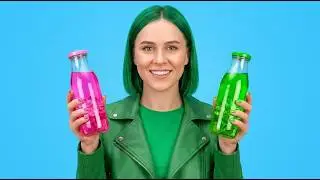 PINK VS GREEN MUKBANG! || Funny One Color Food Challenges by 123 Go! GOLD