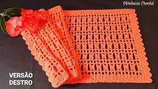 🧡💐 Caminho de mesa em croche/Trilho de mesa em croche/Passo a passo/Para iniciantes(Versão destro)