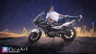 PicsArt Rain Effect Manipulation Tutorial :: Bike and Boy rain  effects  :: Editing like photoshop