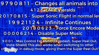 all sonic mania cheat code of you want it