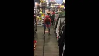 Spiderman Dancing in shop