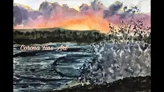 How to Paint a Sunset and Water Using Watercolor Paints Part 2
