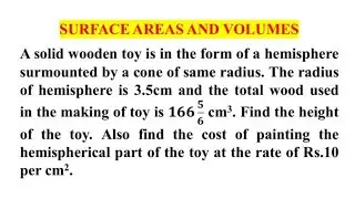 A solid wooden toy is in the form of hemisphere surmounted by a cone of same radius / Class 10 Maths