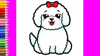 Как нарисовать собаку пуделя. Простой рисунок для срисовки. How to draw a poodle dog. Simple drawing