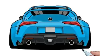How to draw a TOYOTA SUPRA A90 2019 Rear View step by step