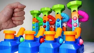 Pop Tube Marble Run Race ASMR # 1 ☆ Push Till You Pop ☆ Creative Healing Sound Simple Machine Build