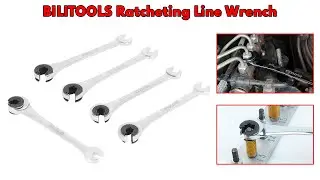 5 Piece Ratcheting Line Wrench, 8mm-12mm Ratchet Flare Nut Tubing Wrench, CR-V Steel, 72 Tooth