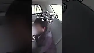 Handcuffed Suspect Causes Terrifying Car Crash #disturbing #dashcam #scary