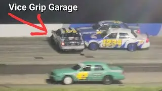 Vice Grip Garage T-Boned Lightly LeMullets 2023 1776 Race Car up against the wall