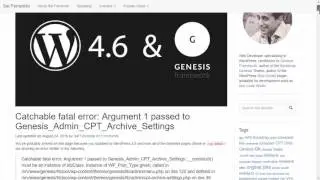 Genesis Admin CPT Archive Settings White Screen and Error | September 2016
