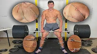 Powerlifting wrapped in BARBED WIRE to prove my Strength *WORLD RECORD* | Bodybuilder VS Maxing Out