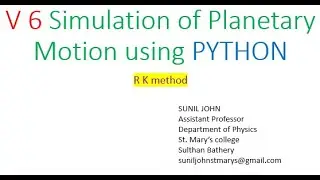 V6 Simulation of planetary Motion using RK Method