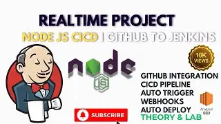 Real-time NODE.js App deployment with Jenkins CI CD pipeline|Github Repo auto trigger webhook.